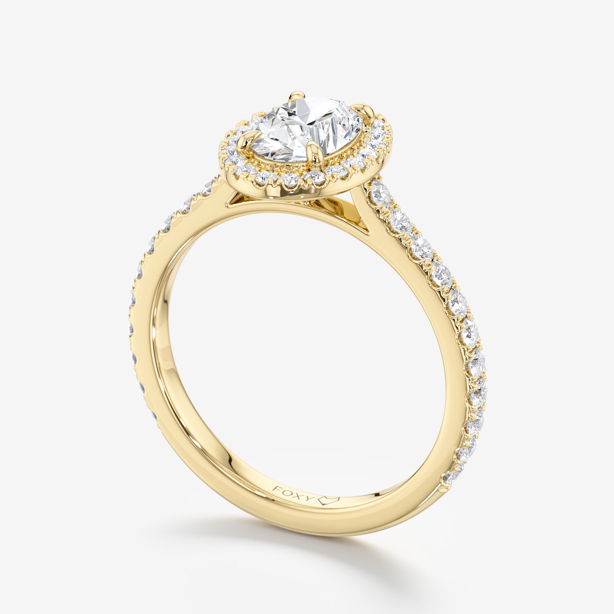 Pavé Diamond Halo Engagement Ring