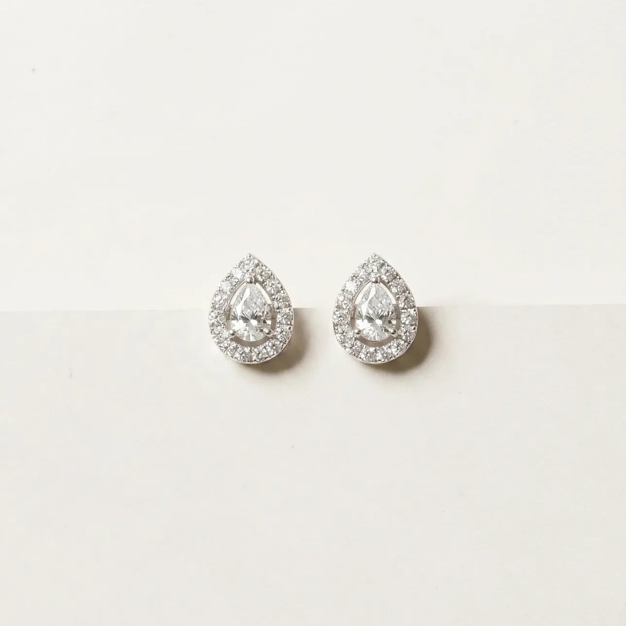 Pear Halo Stud Earrings